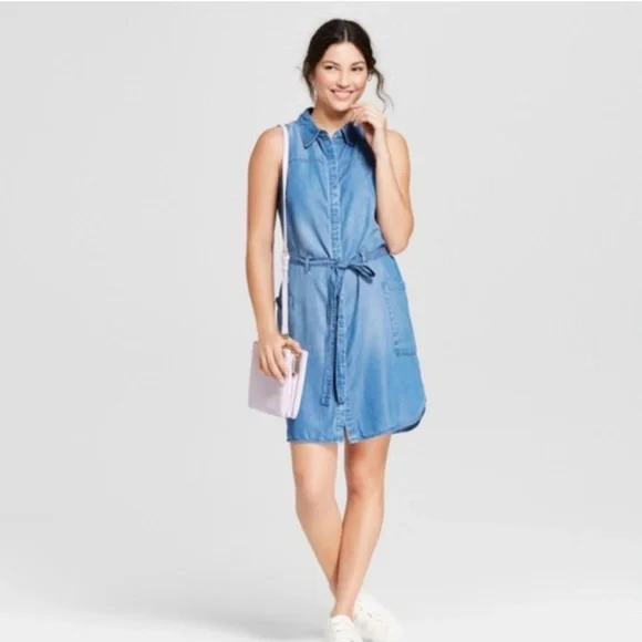 a new day denim dress Z Supply New Day Denim Mini Dress Deep Water / LARGE